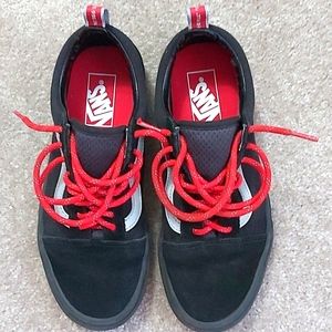 Black Vans with red Laces